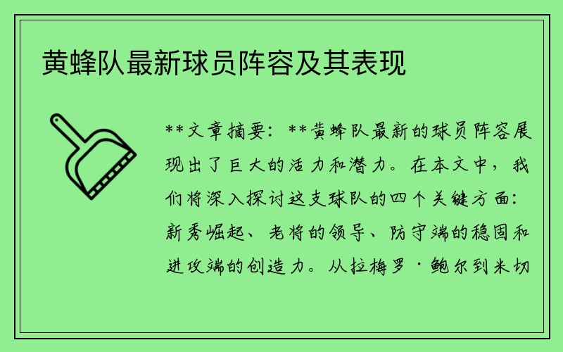 黄蜂队最新球员阵容及其表现